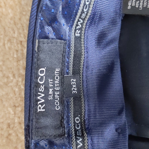 Men's Navy Flat Front Dress Pants, RW&Co, 32x32, Slim Fit - Picture 3 of 9